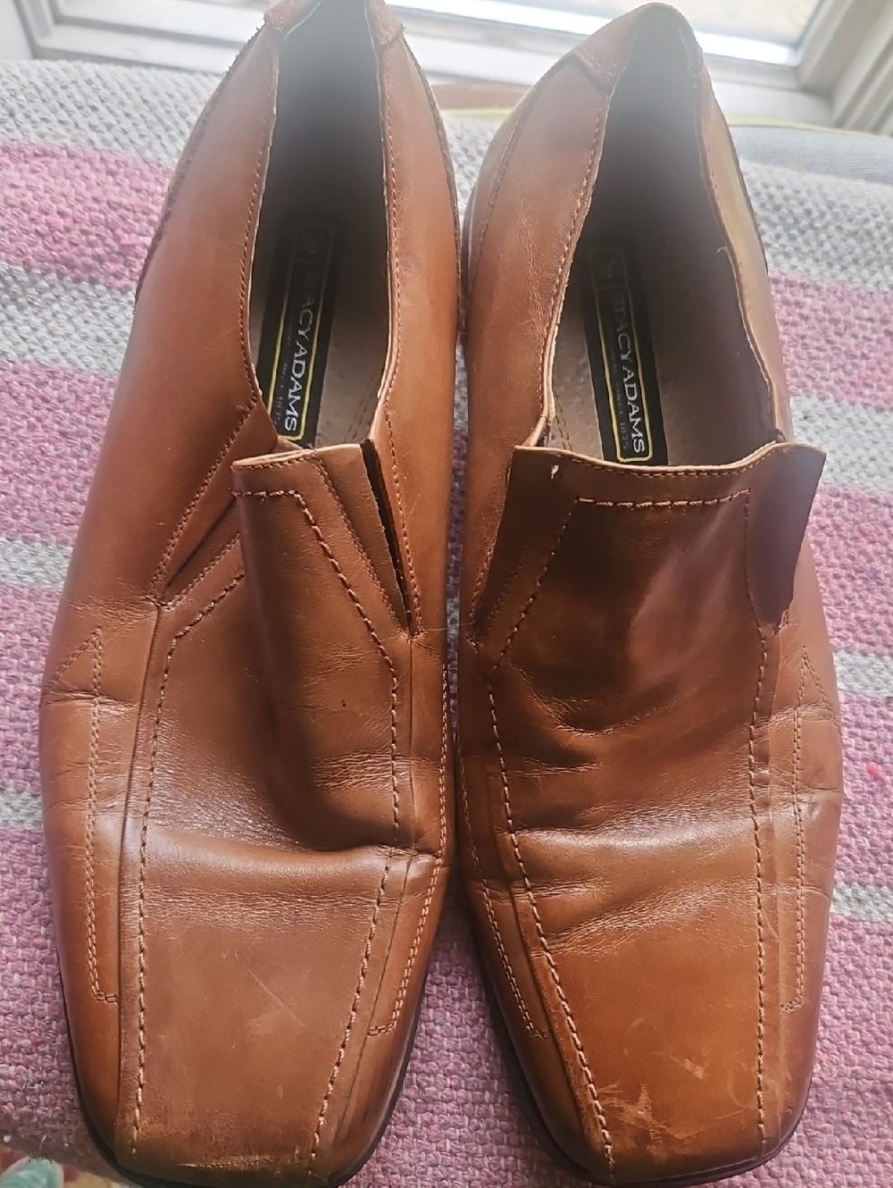 Stacy Adams Cognac Leather Slip-On Loafers